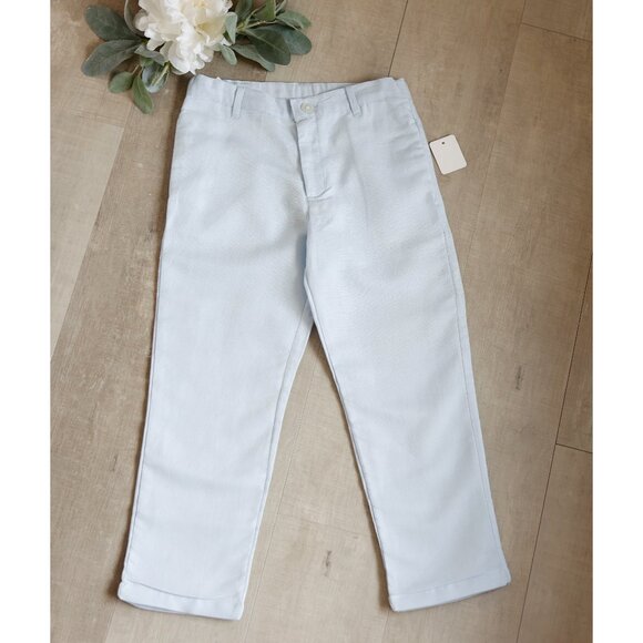 Blue Linen Pants Chino Fit Cotton Linen Adjustable Waist Size 5 NWT - Picture 1 of 7